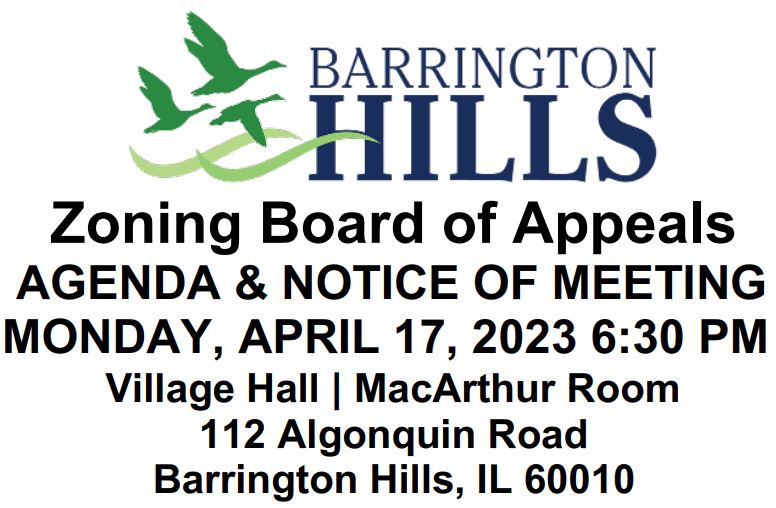 Zoning Board meets tonight The Barrington Hills Observer
